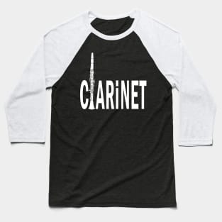 Clarinet White Text Baseball T-Shirt